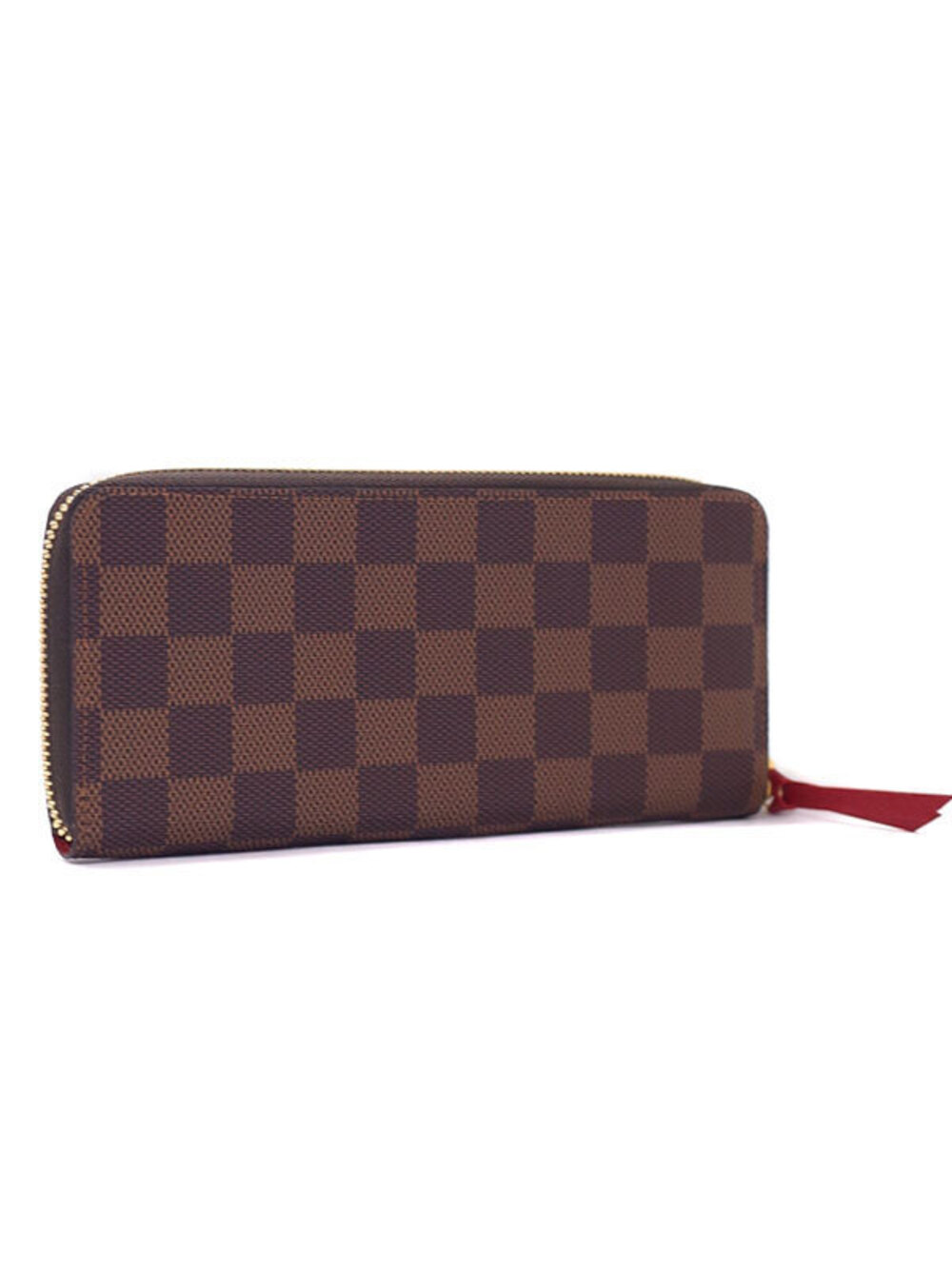 Louis Vuitton Damier Clemence Long Zipper Portefeuille Wallet Round Brown